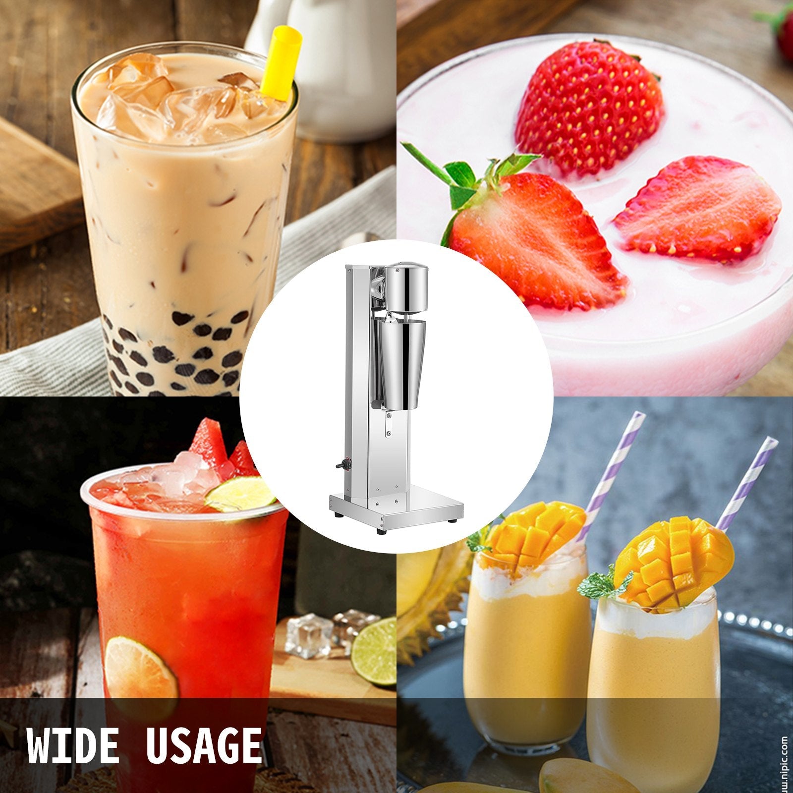 VEVOR Milkshake Maker Kit, Stainless Steel Electric Milkshake Maker, 180W Milkshake Machine, Single Head Classic Milkshake Maker with 800ml Cup, Silver Milkshake Maker Machine, 2 Speed Adjustable 