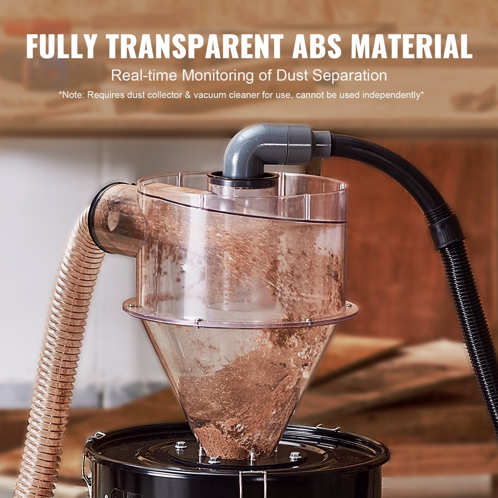 VEVOR Cyclone Dust Separator w/ Tank Vacuum Cleaner Separator 4" for 13 Gal Tank 