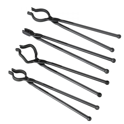 VEVOR Blacksmith Tongs, 18” 4 PCS, V-Bit Bolt Tongs, Wolf Jaw Tongs, Z V-Bit Tongs and Gripping Tongs, Carbon Steel Forge Tongs with A3 Steel Rivets, for Beginner and Seasoned Blacksmiths, Bladesmiths 