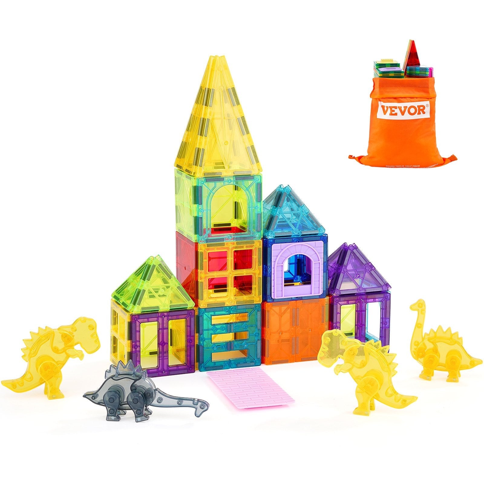 VEVOR Magnetic Tiles Magnetic Building Toy 56 PCS Magnet Blocks for Kids 3D Set 