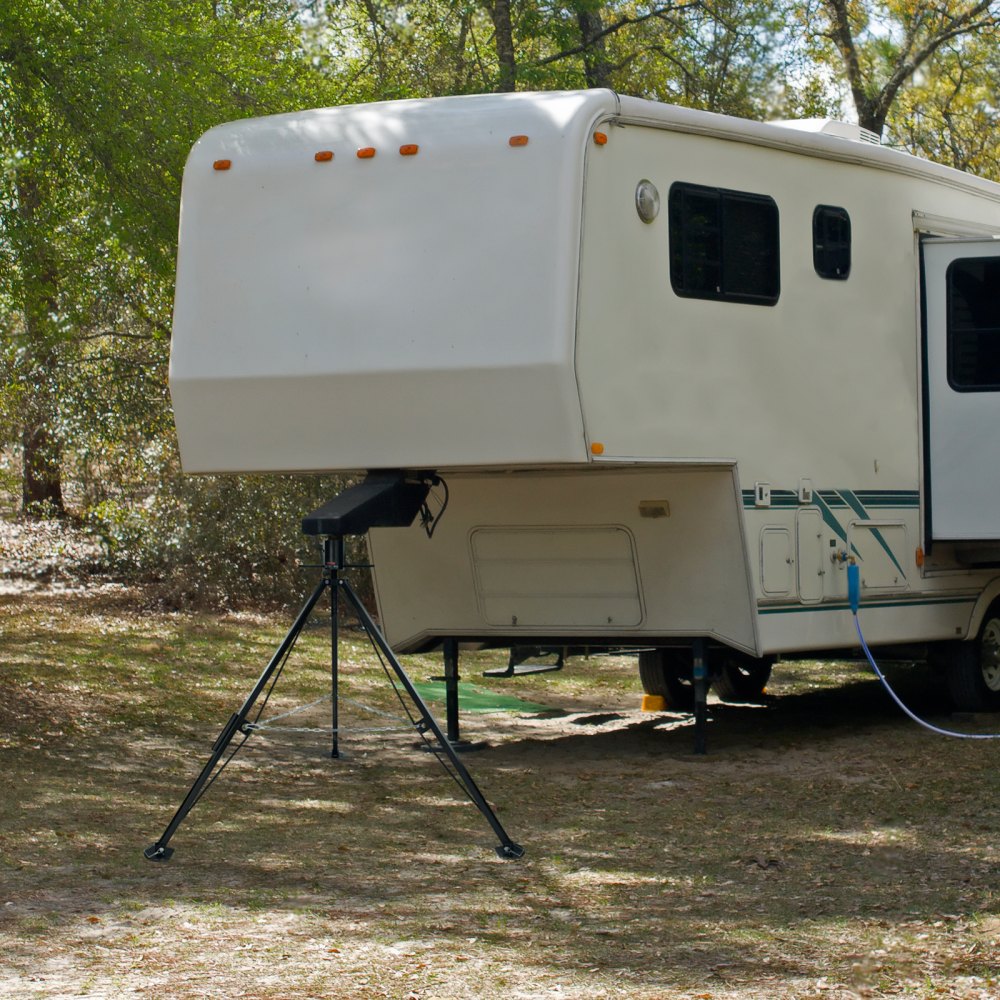 VEVOR 5th Wheel Tripod Stabilizer, 5000 LBS Load Capacity Tripod Fifth Wheel Stabilizer, 35"-57" Adjustable Height RV Gooseneck Stabilizer, Tripod Jack for Fifth-Wheel Trailers, RVs, and Campers 