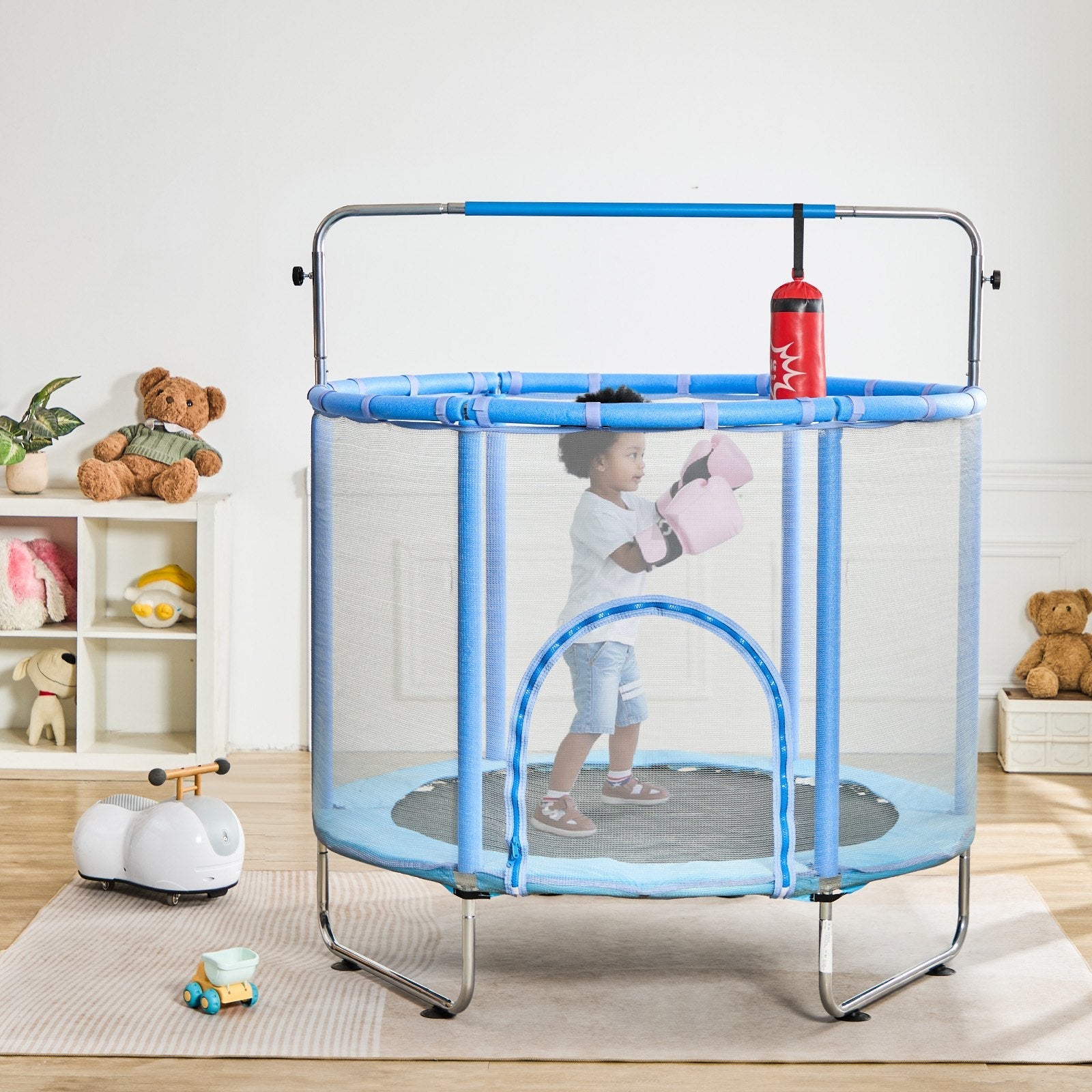 VEVOR 55" Trampoline for Kids Mini Toddler Trampoline with Net Indoor Outdoor 