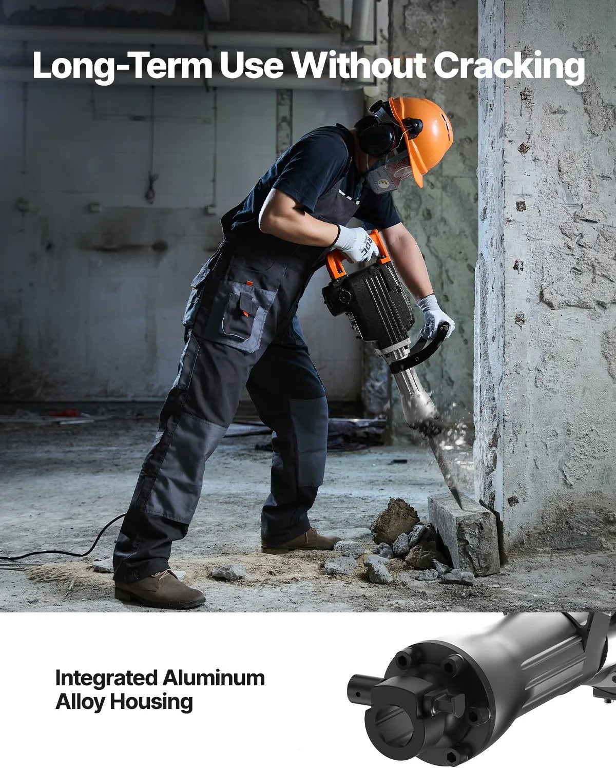 VEVOR Demolition Jack Hammer, 2200W Jack Hammer Concrete Breaker, 1350 BPM Heavy Duty Electric Jack Hammer, 4pcs Chisels Bit with Case, Black