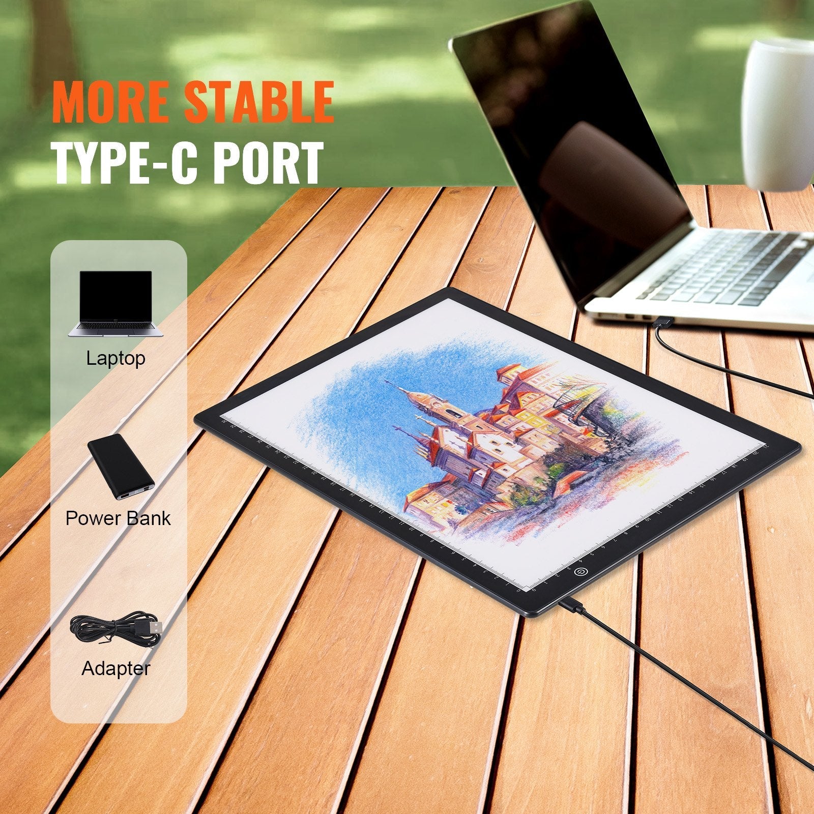 VEVOR A4 LED Light Board USB Powered Tracing Pad 3 Level Dimmable Brightness 