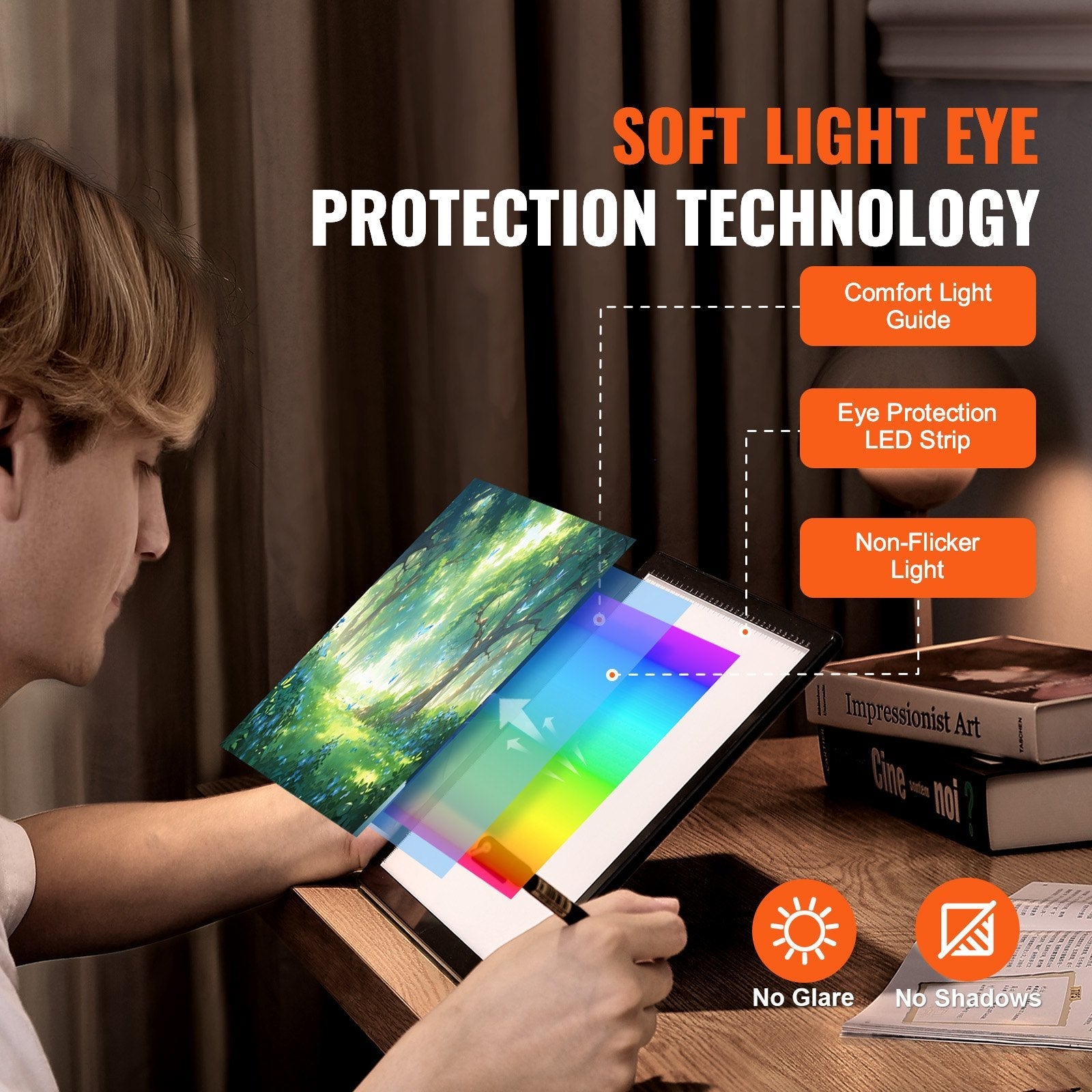 VEVOR A4 LED Light Board USB Powered Tracing Pad 3 Level Dimmable Brightness 