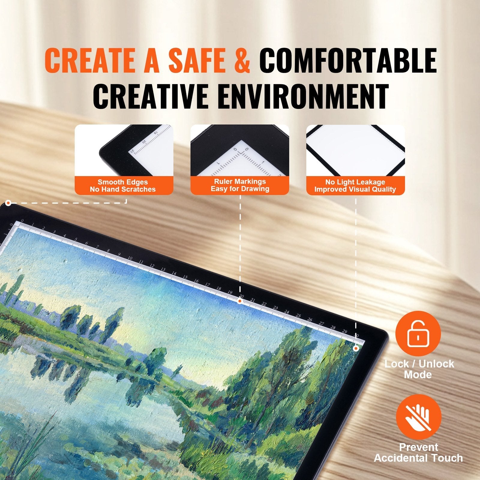 VEVOR A4 LED Light Board USB Powered Tracing Pad 3 Level Dimmable Brightness 
