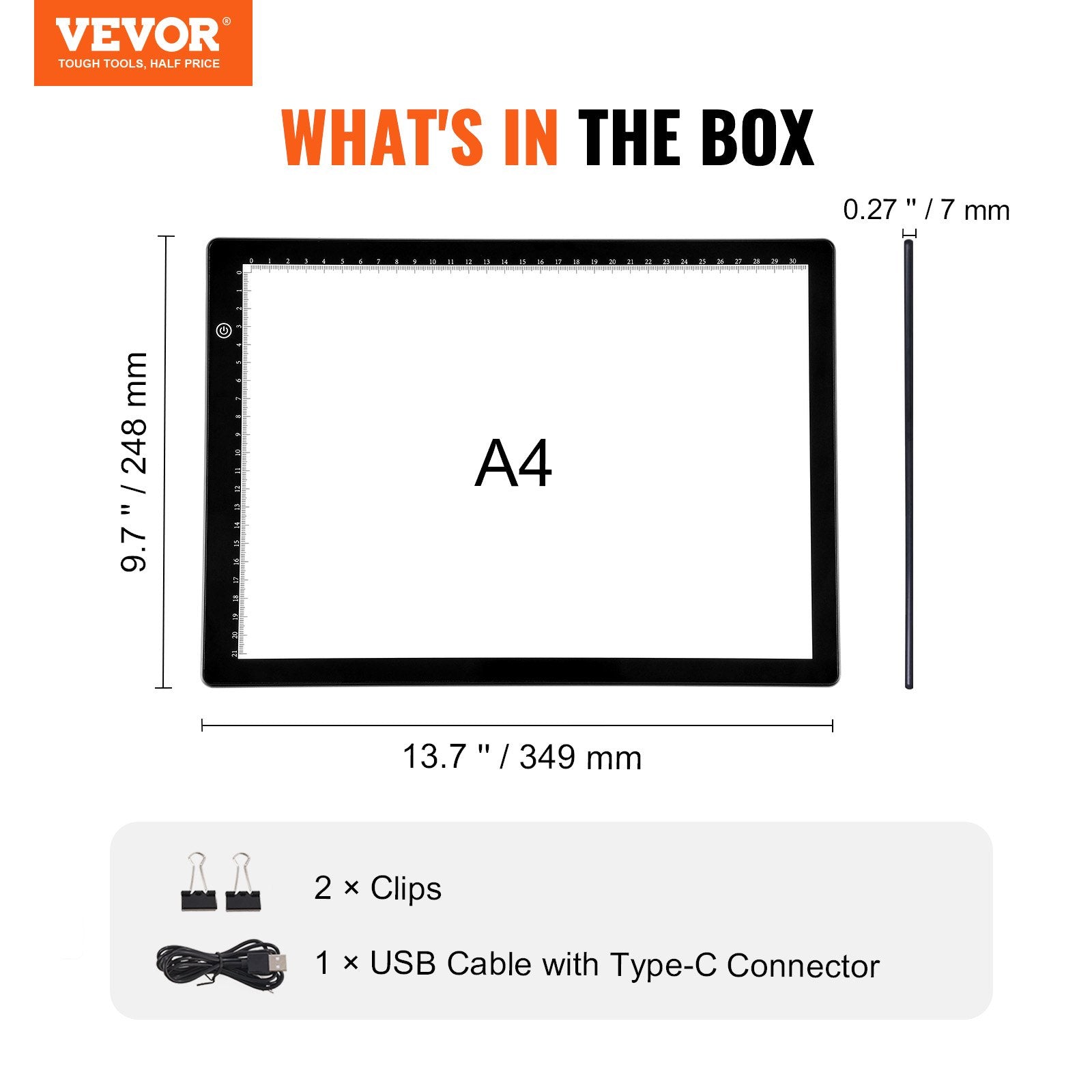 VEVOR A4 LED Light Board USB Powered Tracing Pad 3 Level Dimmable Brightness 