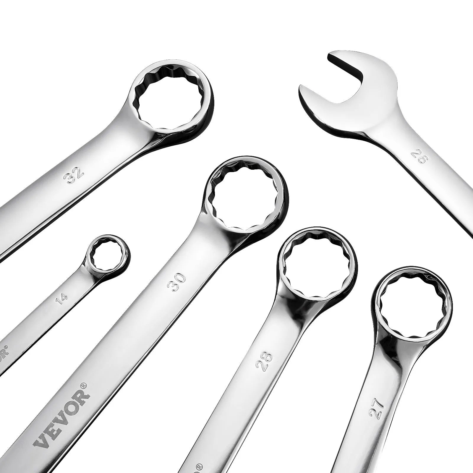 VEVOR Combination Wrench Set 25-Piece Metric 6 mm to 32 mm with Roll-up Pouch