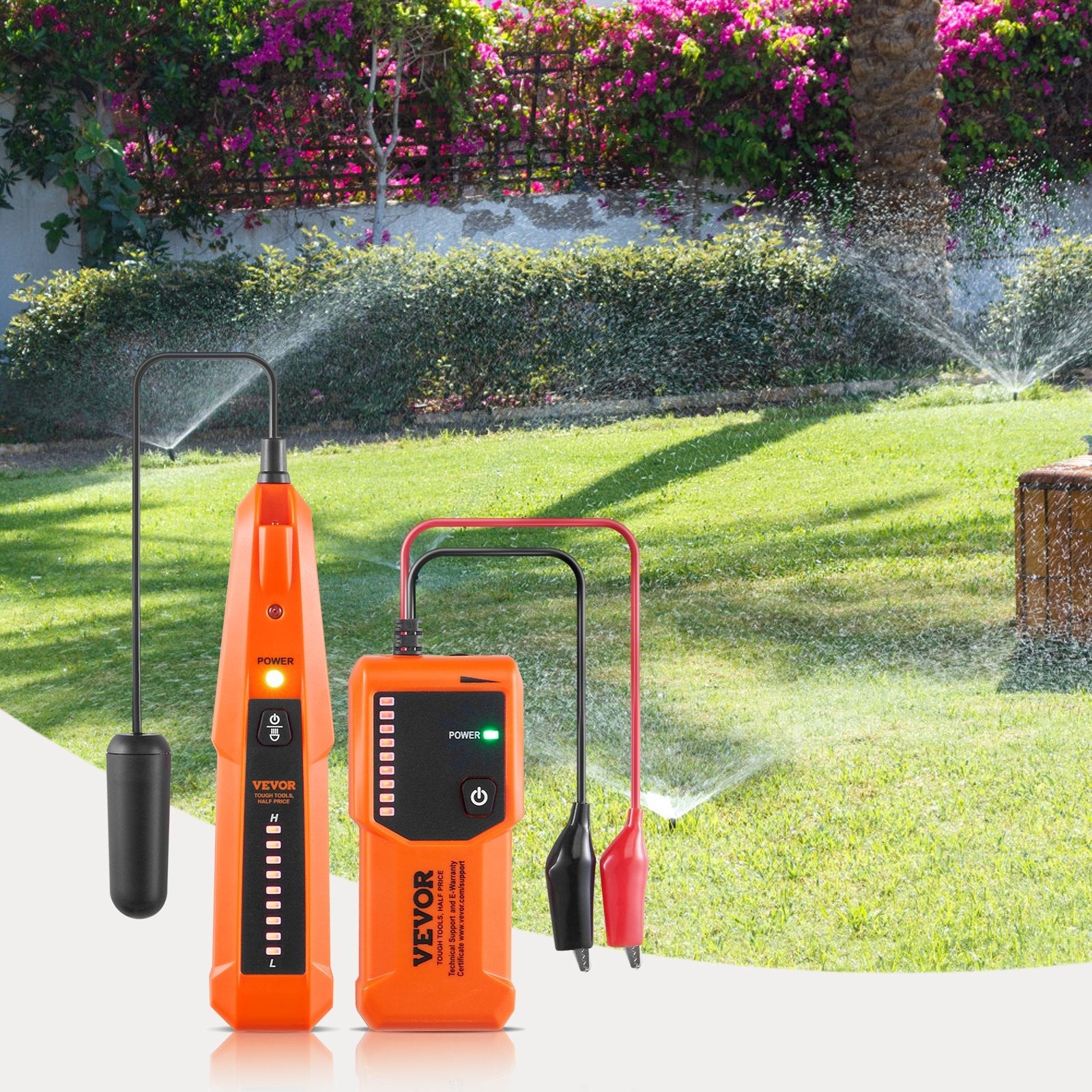 VEVOR Underground Cable Locator, 3 FT Max. Detection Depth, Wire Tracer Break Detector Finder with Earphone, 1000 FT Max.Detection Length Cable Tester for Pet Fence Buried Sprinkler Valve Irrigation 
