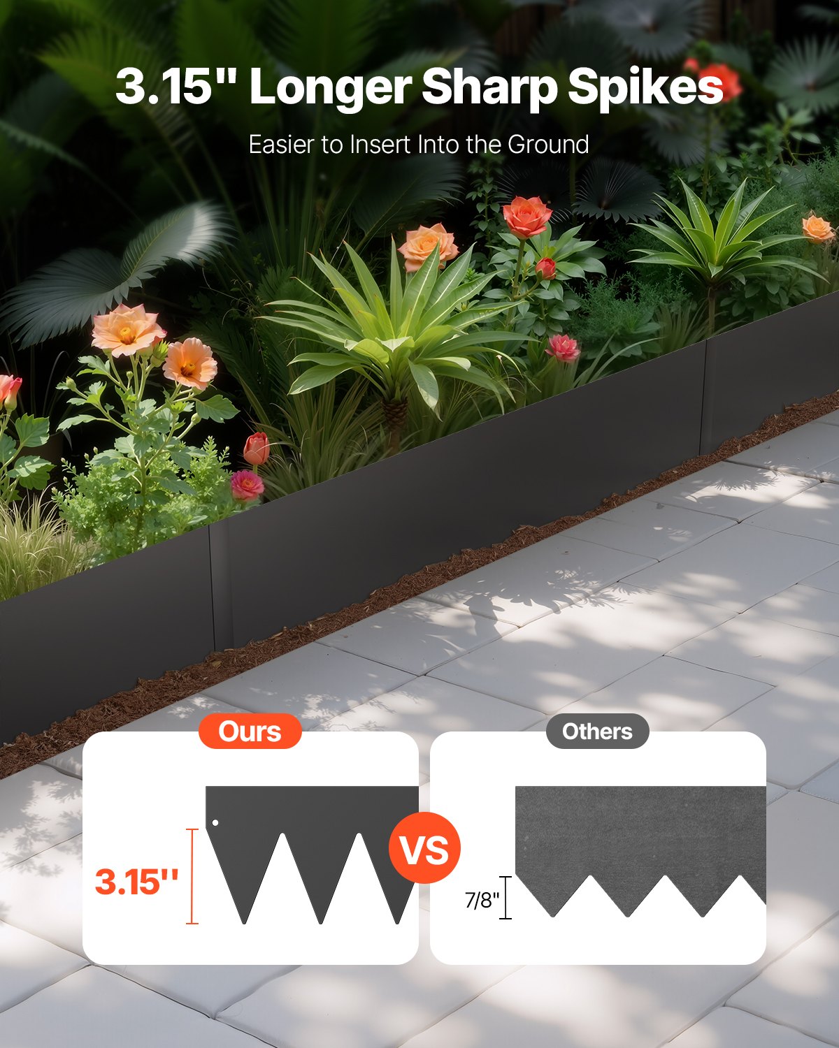 VEVOR Steel Landscape Edging 4 Packs 40 x 6 in Rust-Resistant Pathway Divider 