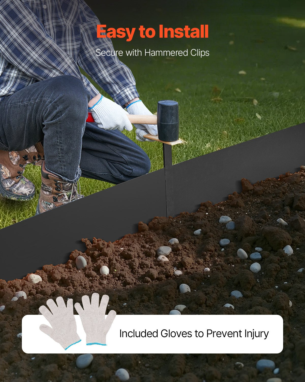 VEVOR Steel Landscape Edging 4 Packs 40 x 12in Rust-Resistant Pathway Divider 