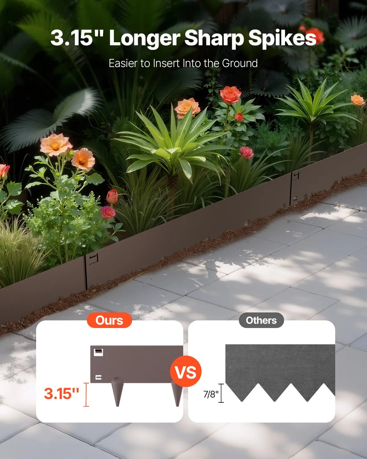 VEVOR Steel Landscape Edging 5 Packs 39 x 4in Rust-Resistant for Yard Brown