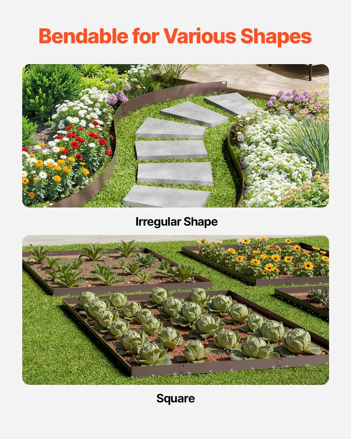 VEVOR Steel Landscape Edging 5 Packs 39 x 4in Rust-Resistant for Yard Brown