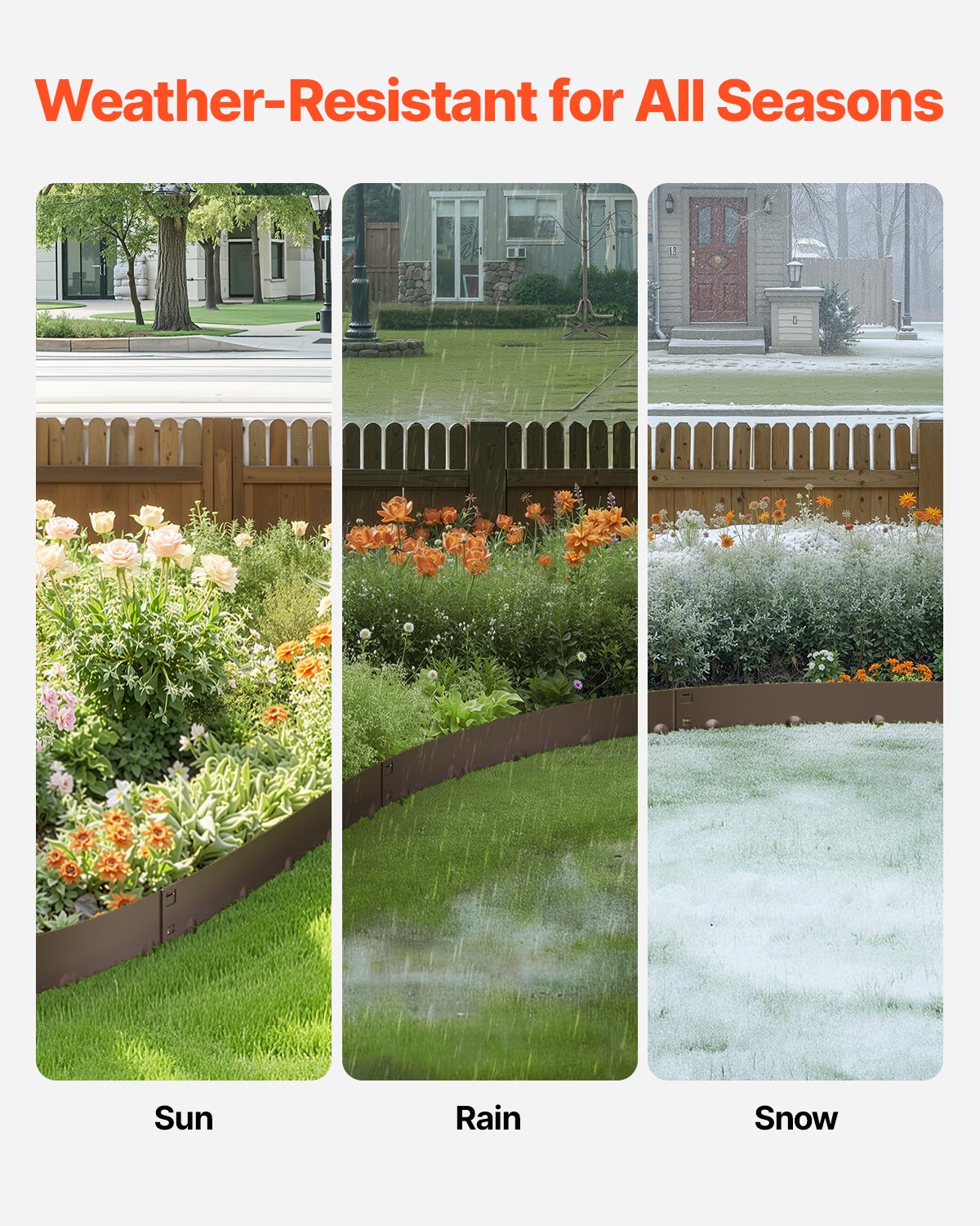 VEVOR Steel Landscape Edging 5 Packs 39 x 5in Rust-Resistant for Yard Brown 