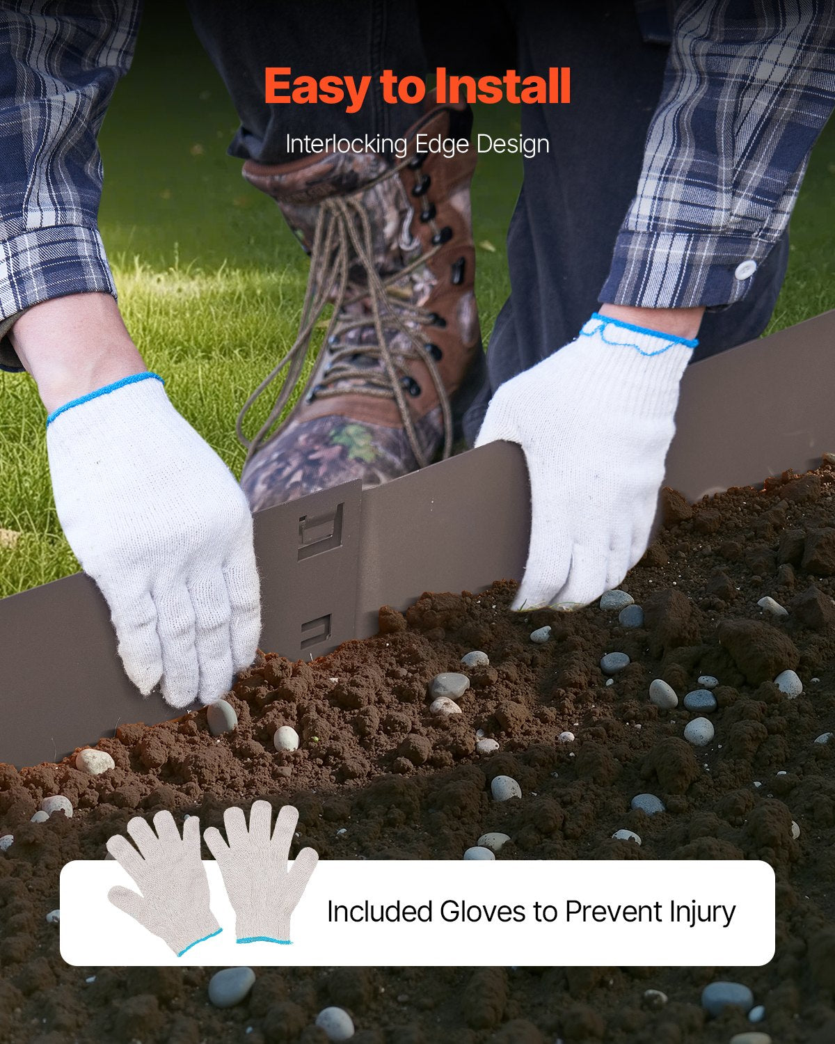 VEVOR Steel Landscape Edging 5 Packs 39 x 5in Rust-Resistant for Yard Brown 