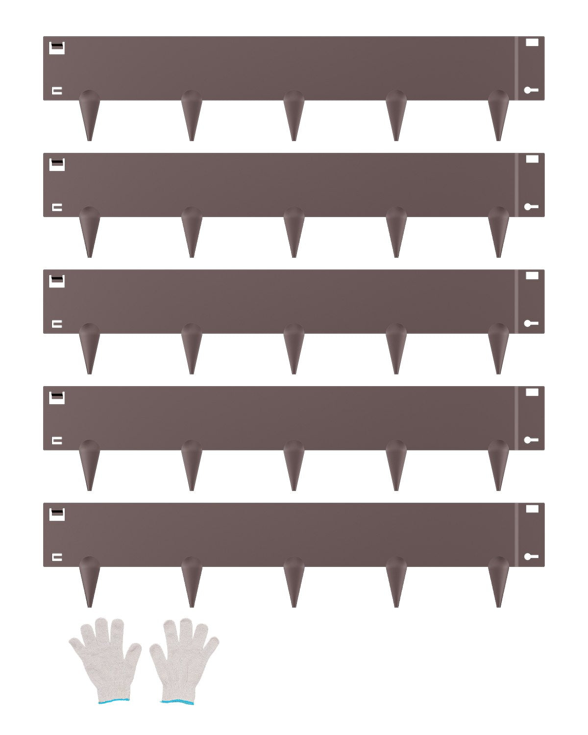 VEVOR Steel Landscape Edging 5 Packs 39 x 5in Rust-Resistant for Yard Brown 