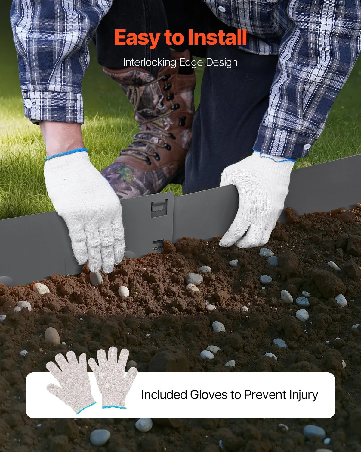 VEVOR Steel Landscape Edging 5 Packs 39 x 5in Rust-Resistant for Yard Dark Gray