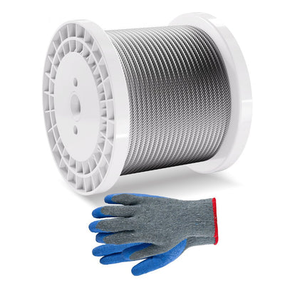 VEVOR Carbon Steel Cable 1/4" 7x19 Strands Steel Wire Rope 250 ft Cable Railing 