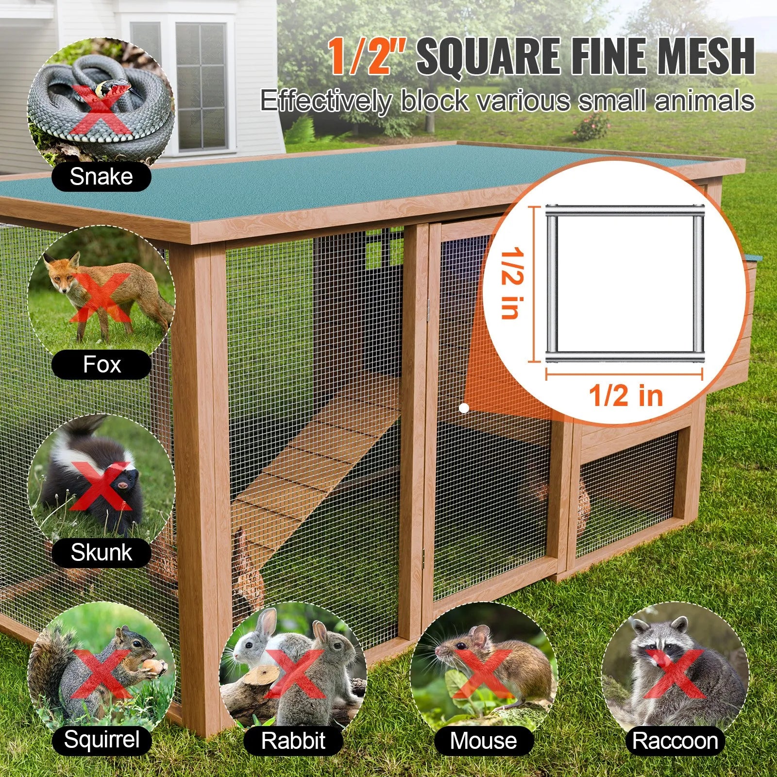 VEVOR Hardware Cloth, 1/2 inch 36in x 50 ft 19 Gauge, Hot Dipped Galvanized Wire Mesh Roll, Chicken Wire Fencing, Wire Mesh for Rabbit Cages, Garden, Small Rodents