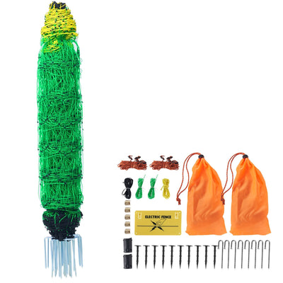 VEVOR Electric Fence Netting, 35" H x 164' L, PE Net Fencing with Posts & Double-Spiked Stakes, Utility Portable Mesh for Goats, Sheep, Lambs, Deer, Hogs, Dogs, Used in Backyards, Farms, and Ranches 
