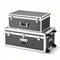 Set of 2 Decorative Storage Trunks with Locks, Casters & Wooden Construction, Gray