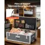 Set of 2 Decorative Storage Trunks with Locks, Casters & Wooden Construction, Gray