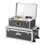 Set of 2 Decorative Storage Trunks with Locks, Casters & Wooden Construction, Gray