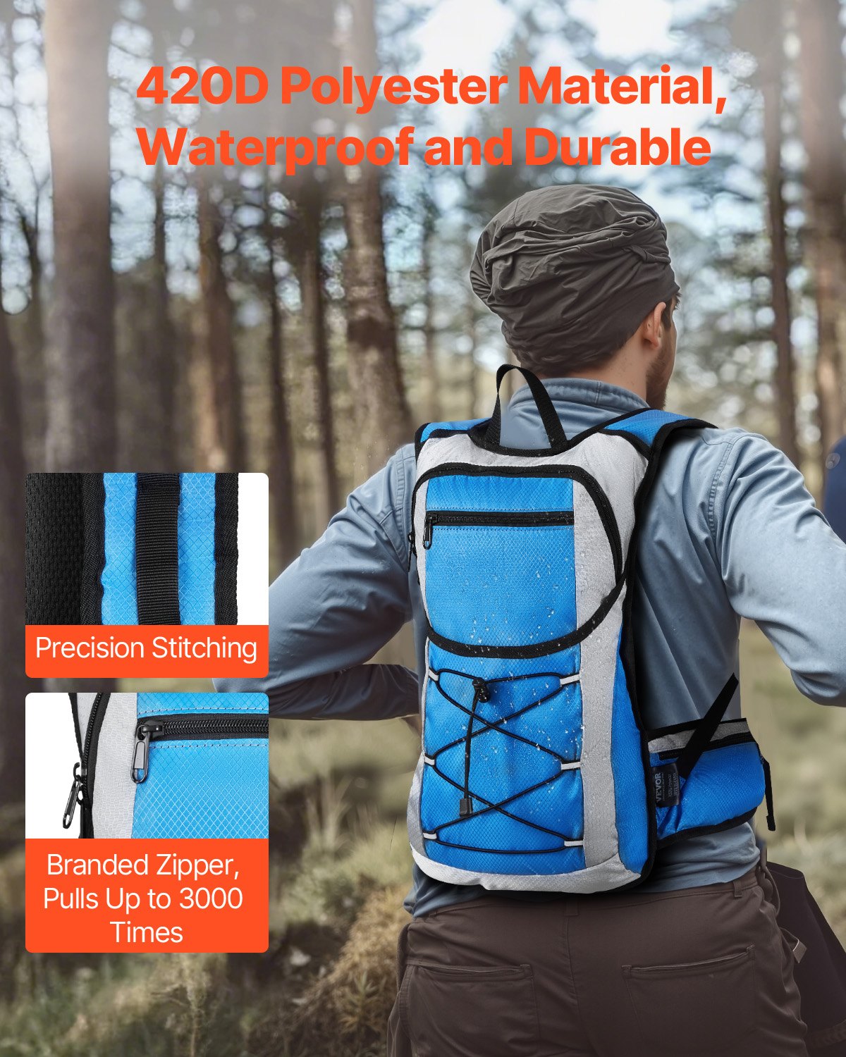 VEVOR Hydration Pack Backpack 3L TPU Water Bladder biking Hiking Running Camping 
