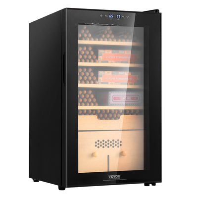 VEVOR Electric Cigar Humidor, 400 Count Cigar Humidor Cabinet with Cooling, Heating & Humidity Control, 5 Layer Spanish Cedar Wood & Double Mirror Glass Cigar Humidor, Gift for Men 