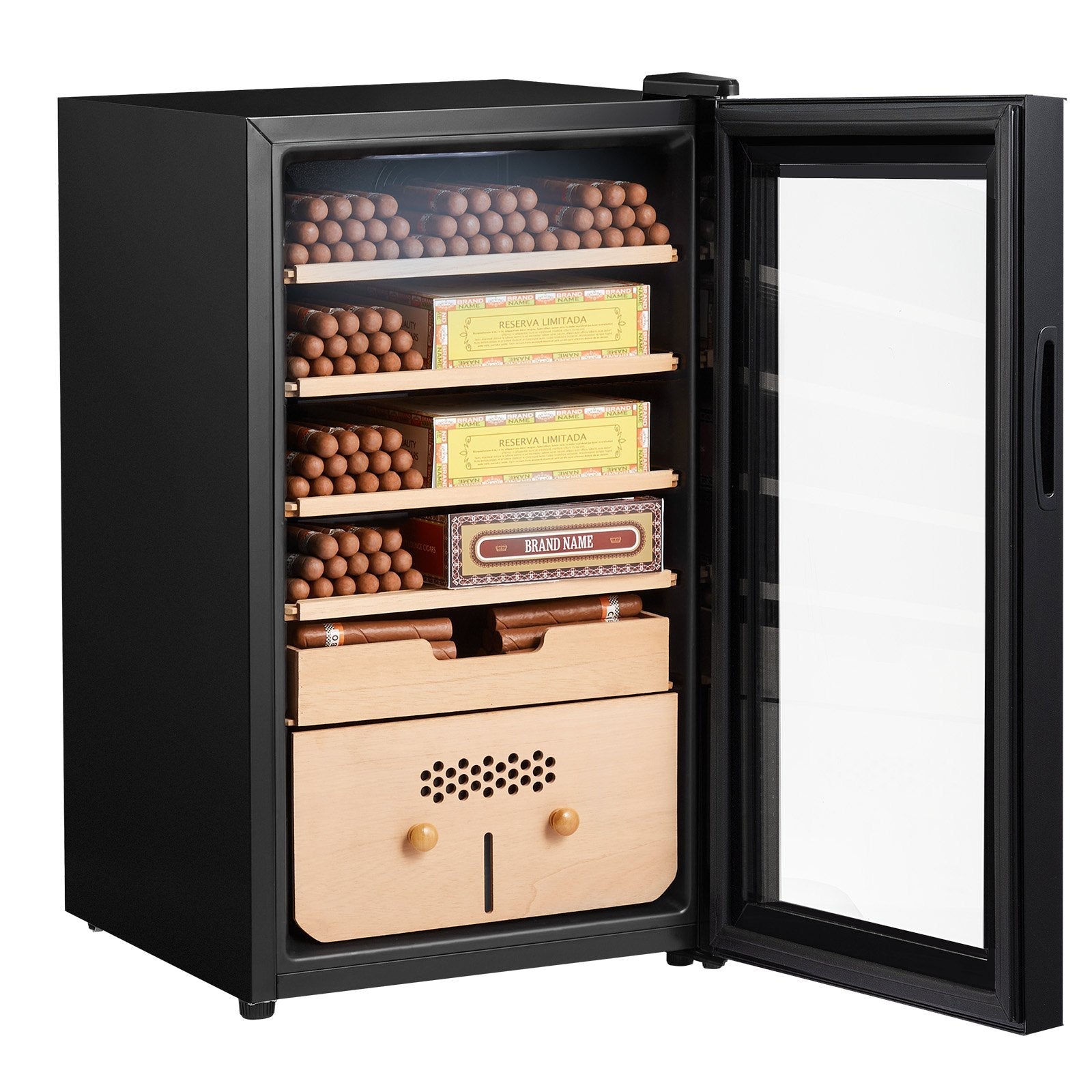 VEVOR Electric Cigar Humidor, 400 Count Cigar Humidor Cabinet with Cooling, Heating & Humidity Control, 5 Layer Spanish Cedar Wood & Double Mirror Glass Cigar Humidor, Gift for Men 