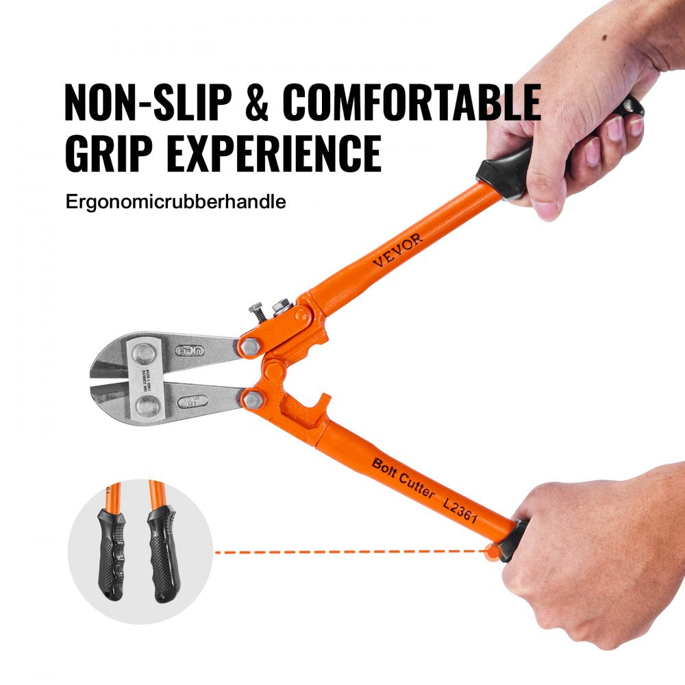 VEVOR Bolt Cutter, 14" Lock Cutter, Bi-Material Handle with Soft Rubber Grip, Chrome Molybdenum Alloy Steel Blade, Heavy Duty Bolt Cutter for Rods, Bolts, Wires, Cables, Rivets, and Chains 