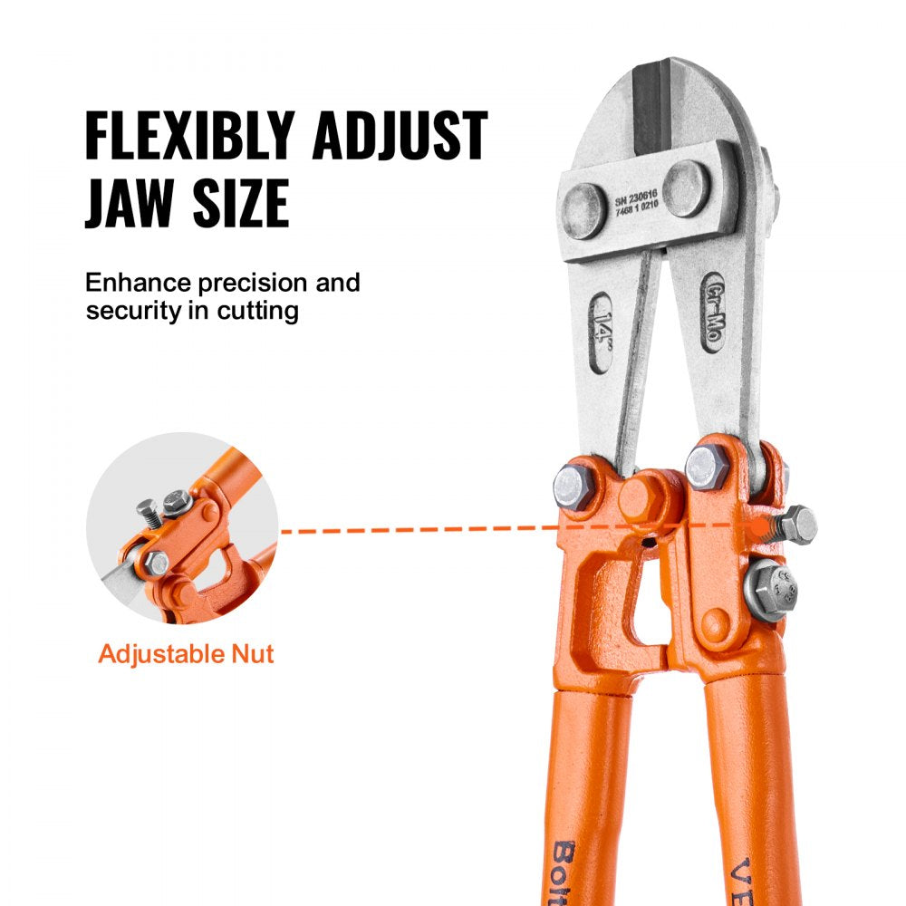VEVOR Bolt Cutter, 14" Lock Cutter, Bi-Material Handle with Soft Rubber Grip, Chrome Molybdenum Alloy Steel Blade, Heavy Duty Bolt Cutter for Rods, Bolts, Wires, Cables, Rivets, and Chains 