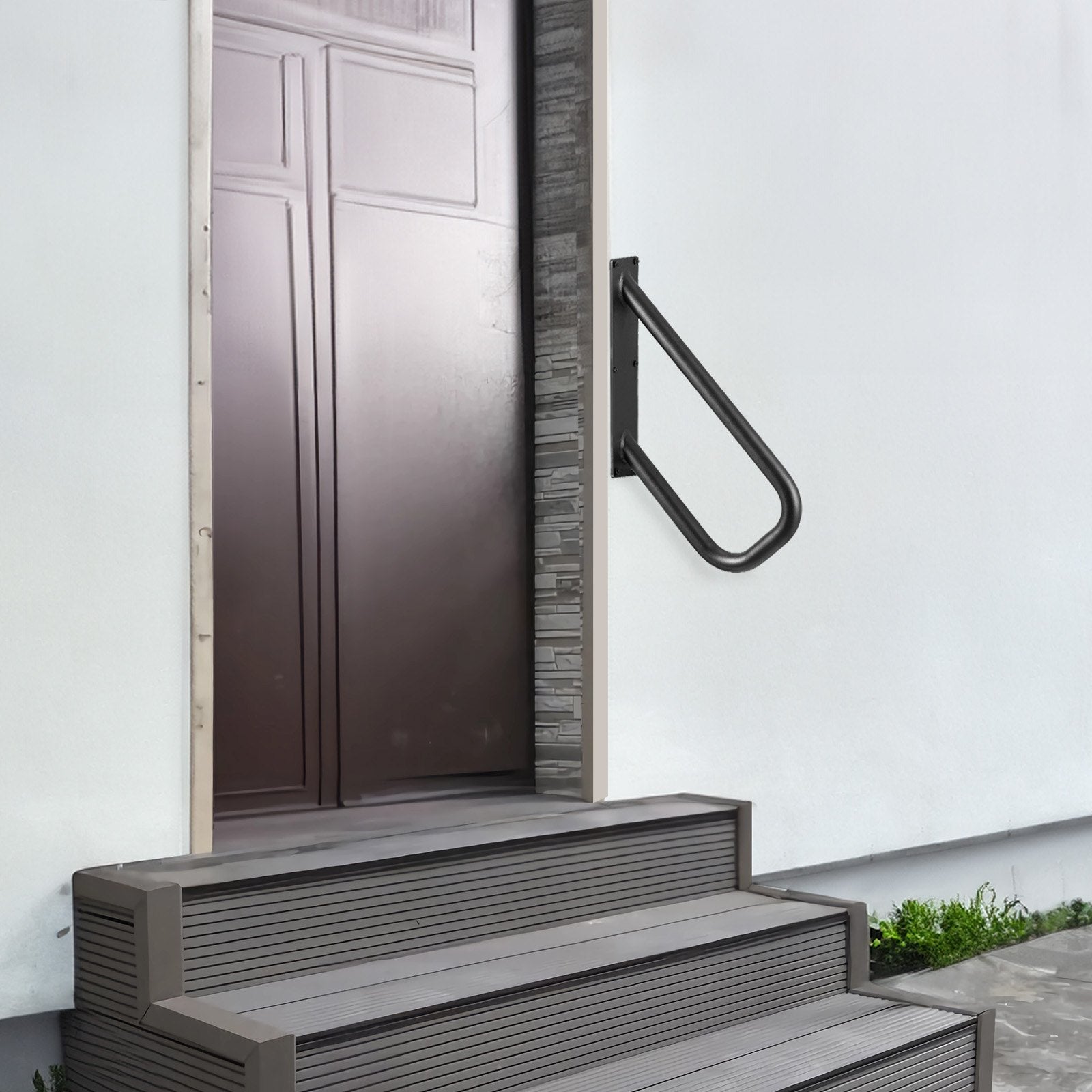 VEVOR Handrails for Outdoor Steps 18.9"Wall Mount Safety Railings for 1-2 Steps 