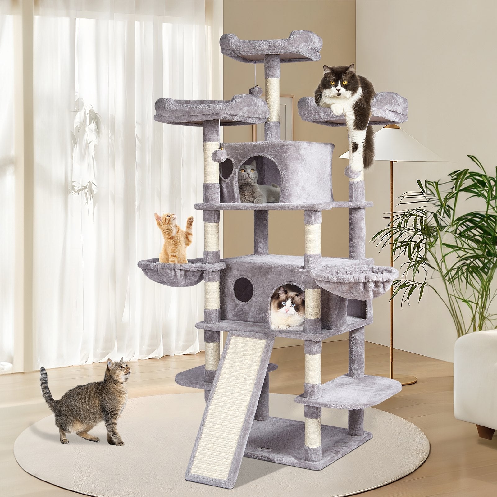 VEVOR Cat Tree 68.5" Cat Tower for Indoor Cats with Cat Condos Scratching Post 