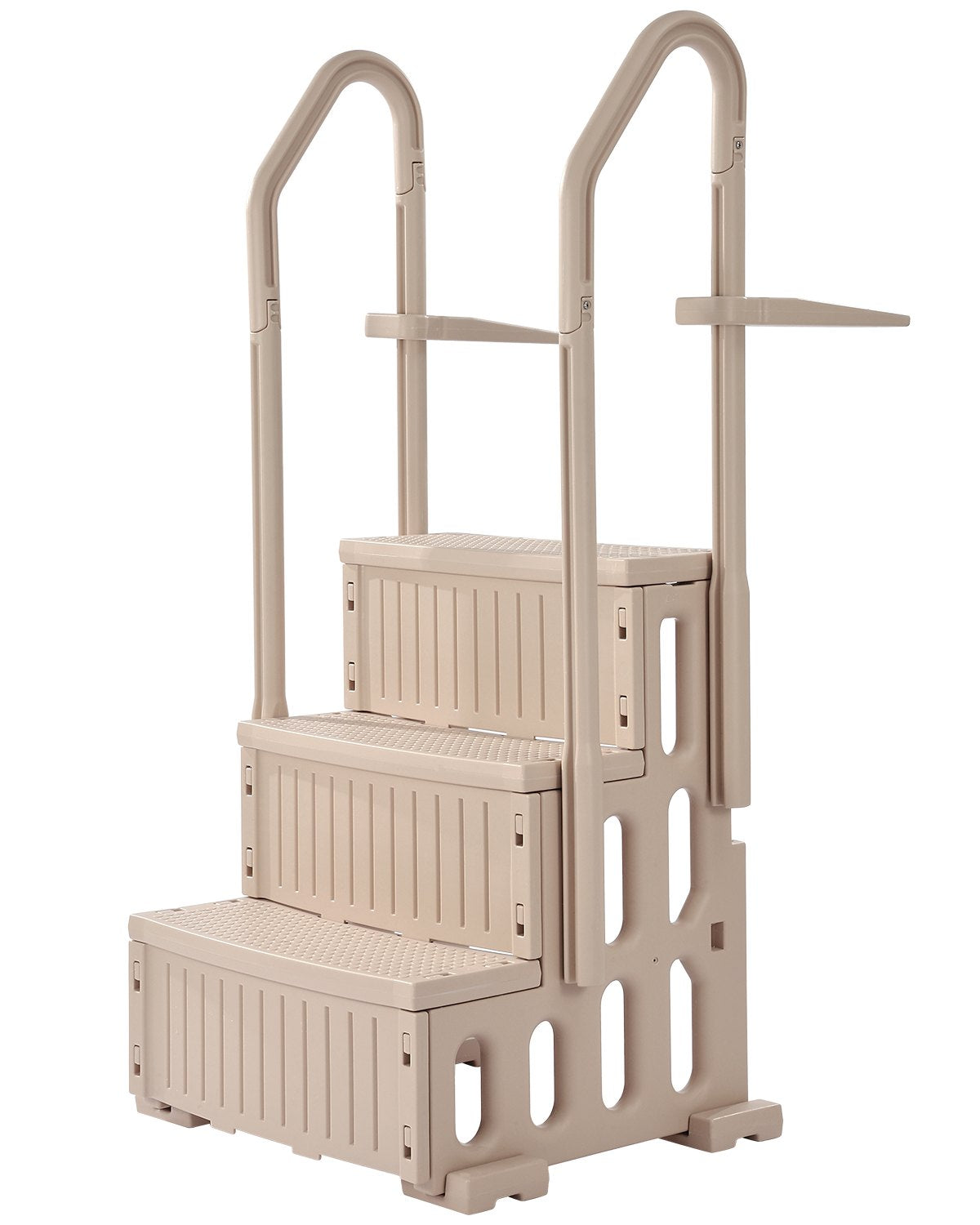 VEVOR 3-Step Taupe Pool Ladder of 2 Handrails Supports 400 lb for 36-48 In Pools 
