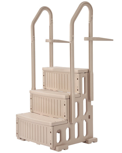 VEVOR 3-Step Taupe Pool Ladder of 2 Handrails Supports 400 lb for 36-48 In Pools 