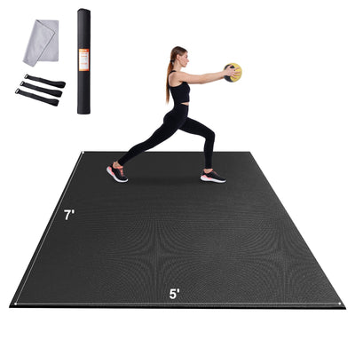 VEVOR Exercise Mat, Non Slip High Density Premium Yoga Mat, Exercise Yoga Mat for Men & Women, Fitness & Exercise Mat with Bag & Carry Strap, for All Types of Home Yoga, Pilate & Floor Workout (7x5ft) 