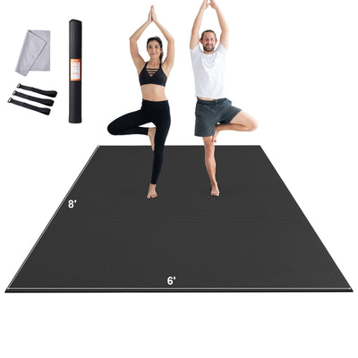 VEVOR Exercise Mat, Non Slip High Density Premium Yoga Mat, Exercise Yoga Mat for Men & Women, Fitness & Exercise Mat with Bag & Carry Strap, for All Types of Home Yoga, Pilate & Floor Workout (8x6ft) 