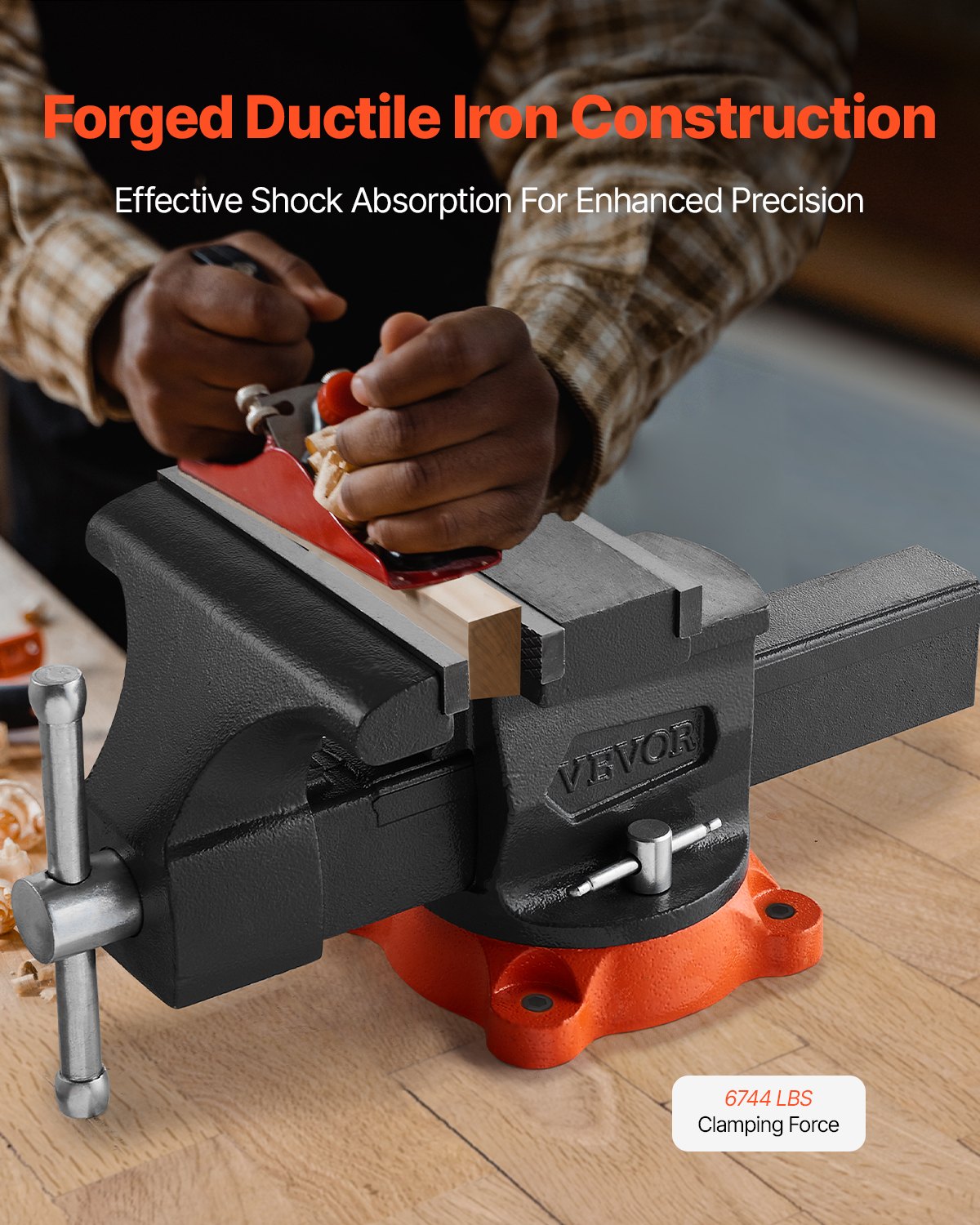 VEVOR 8" Bench Vise Multipurpose Heavy Duty Ductile Iron Swivel Locking Base 