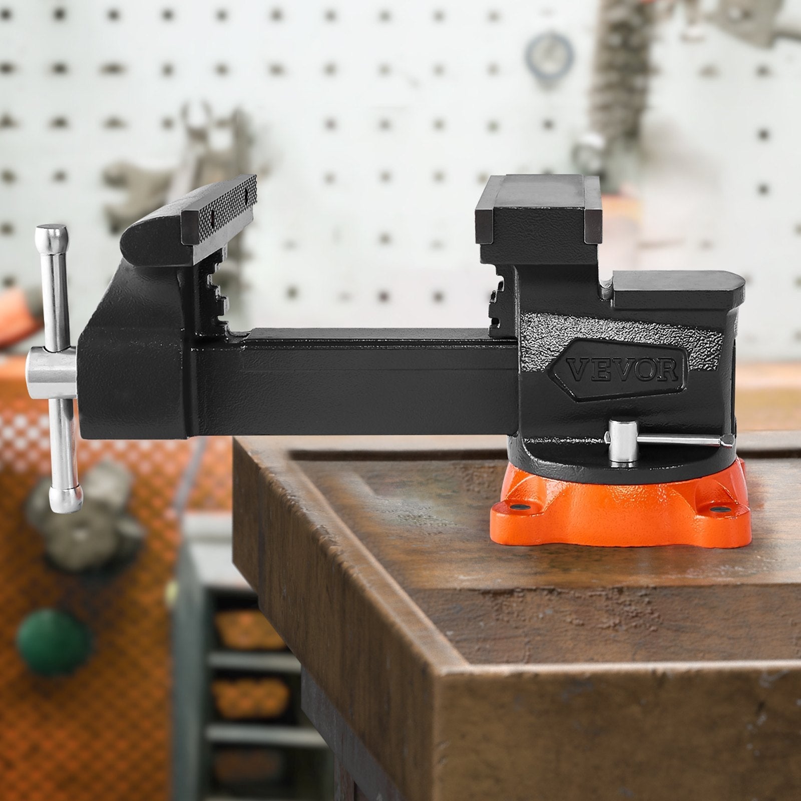 VEVOR 8" Bench Vise Multipurpose Heavy Duty Ductile Iron Swivel Locking Base 