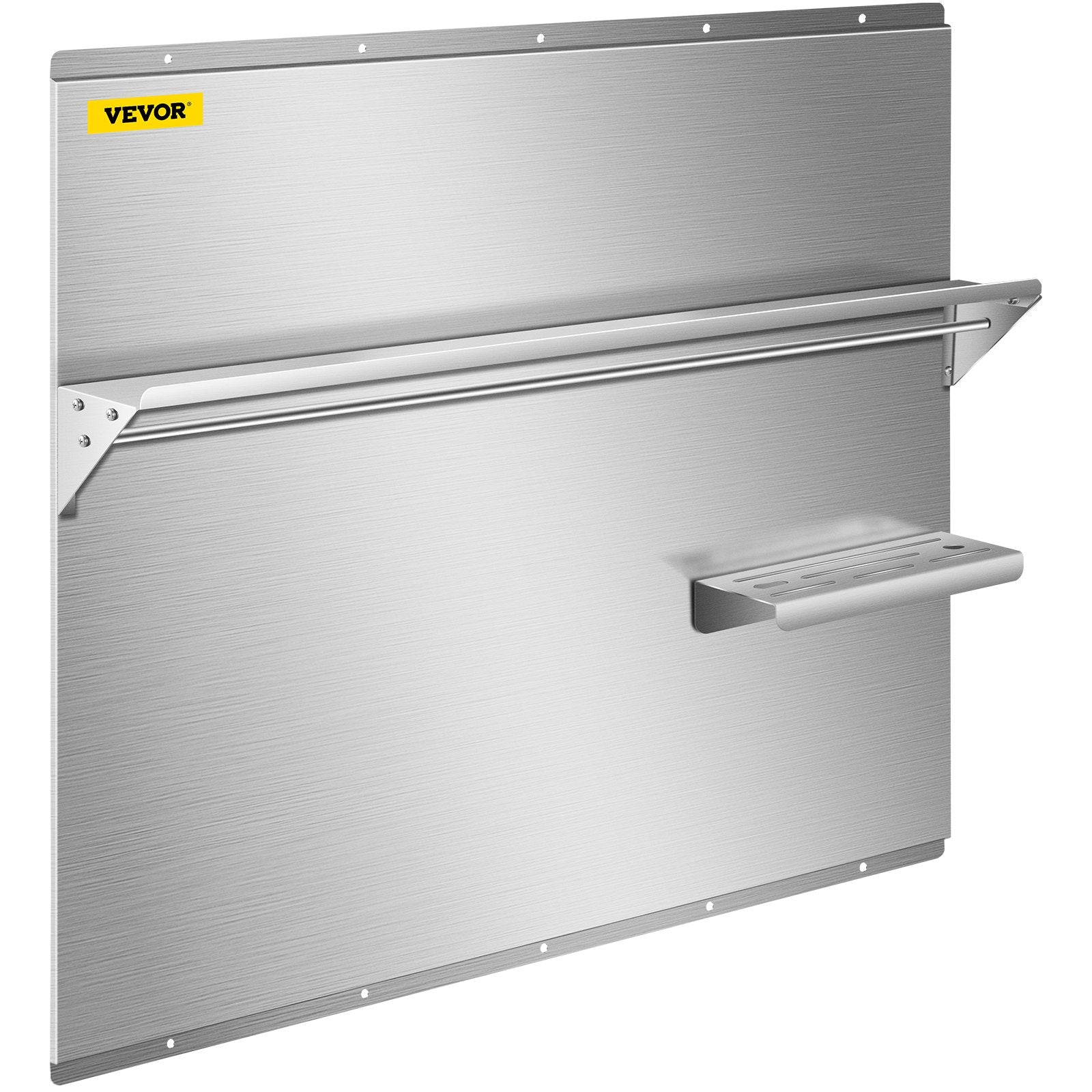 VEVOR Range Backsplash with Shelf 36 x 30.7 Inch Range Hood Wall Shield, Stainless Steel Backsplash Silver Splash Plate for Range Hood Stainless Backsplash with Built-in Storage Shelf and Hanging Rack 
