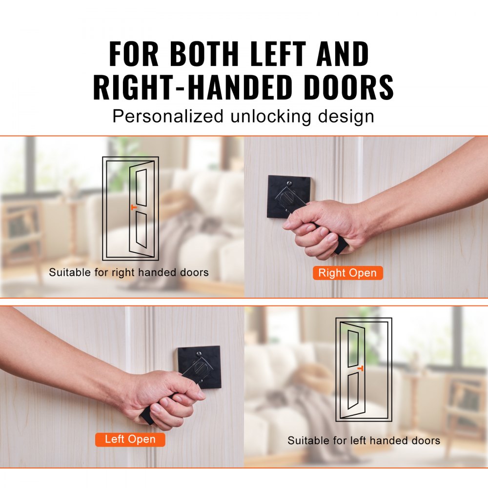 VEVOR Entry Lever Door Handle, 1 PC Black Entry Knob, Lock and Key Locking Lever Set, Contemporary Square Door Lever, Reversible for Right and Left Sided Doors, 45° Rotation to Open, for Front Door 