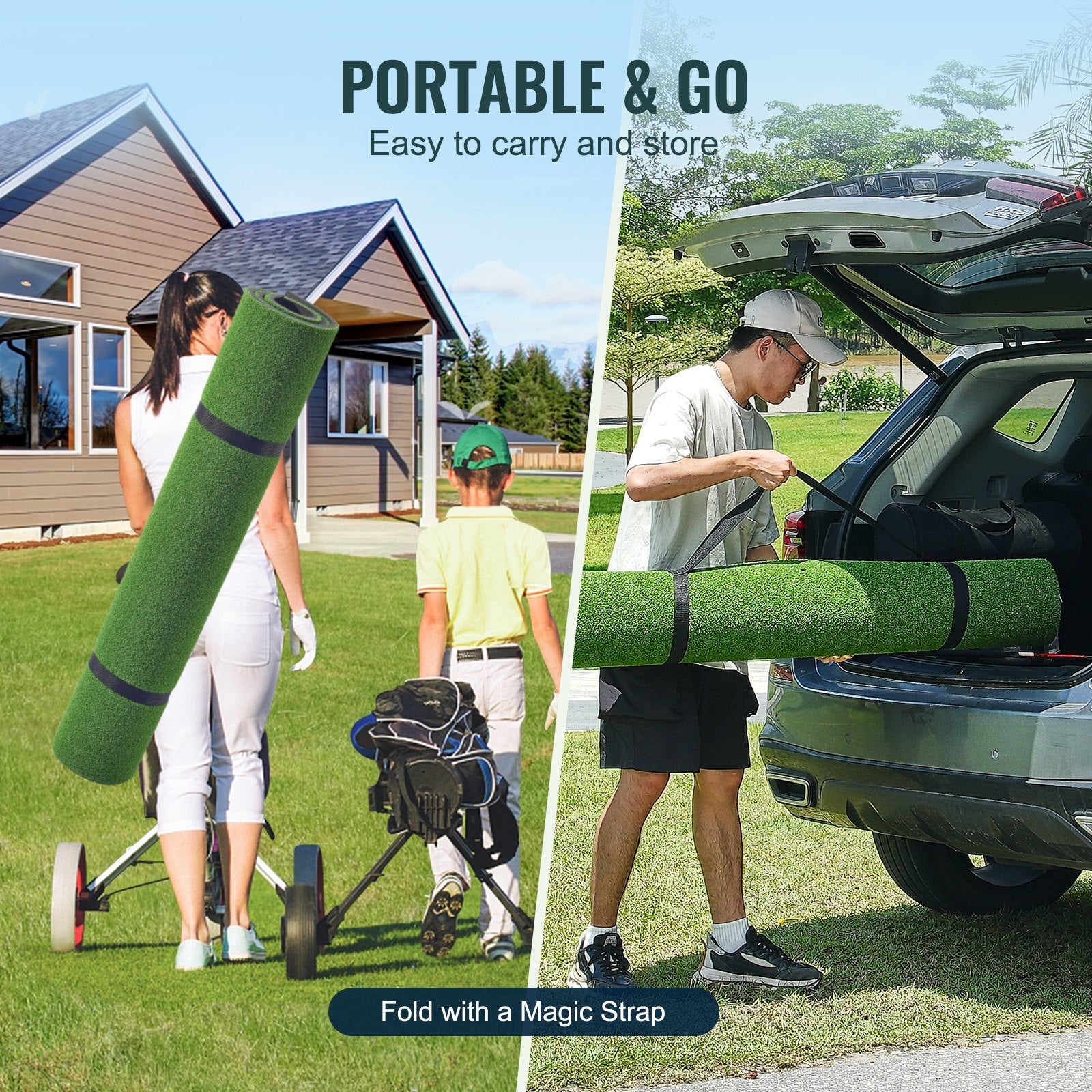 VEVOR 5x4ft Golf Hitting Mat Turf Golf Training Aid Indoor Outdoor Practice 