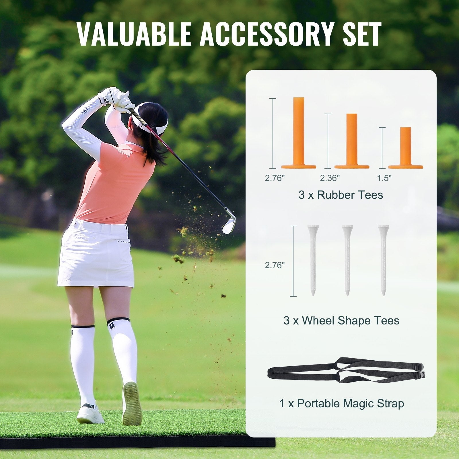 VEVOR 5x4ft Golf Hitting Mat Turf Golf Training Aid Indoor Outdoor Practice 