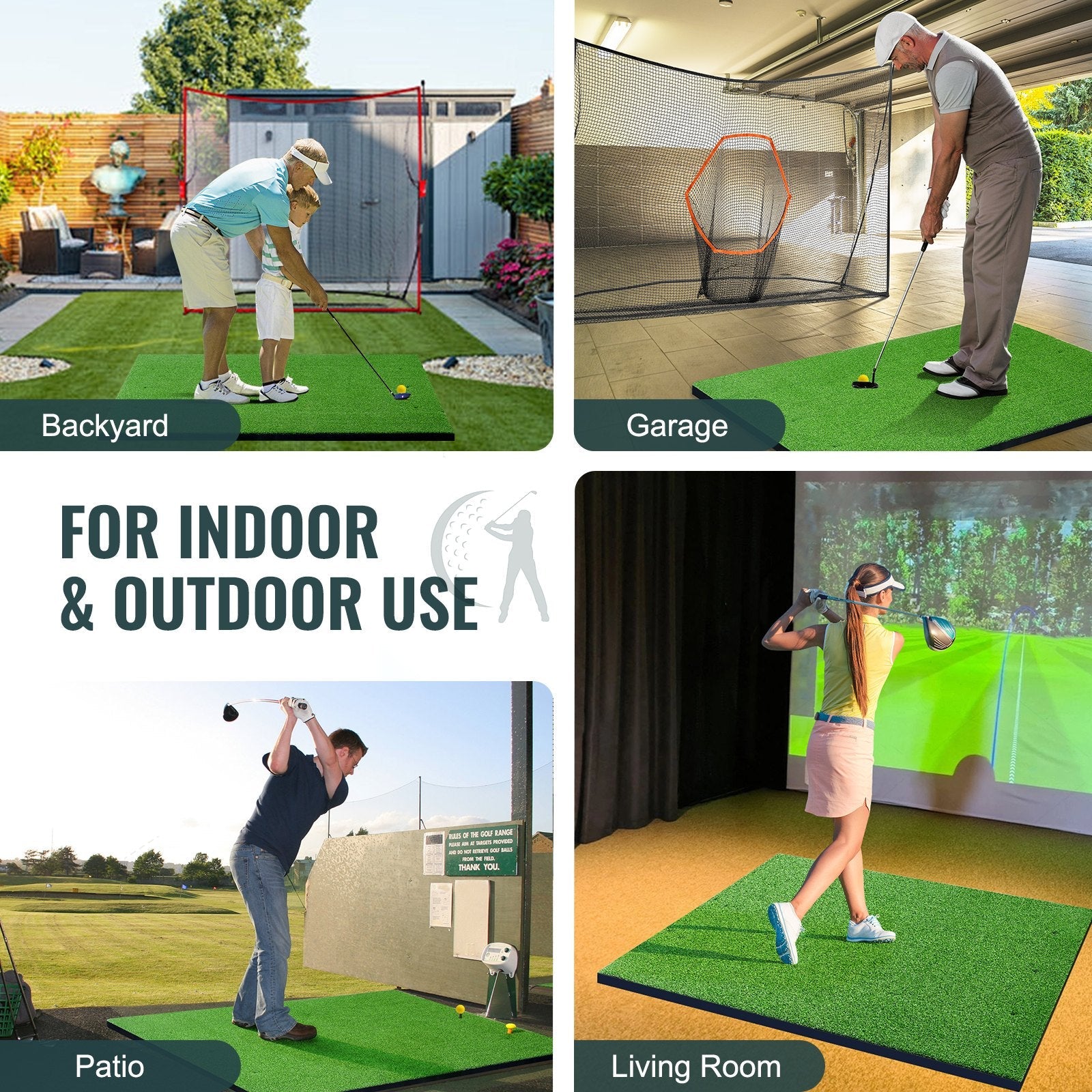 VEVOR 5x4ft Golf Hitting Mat Turf Golf Training Aid Indoor Outdoor Practice 