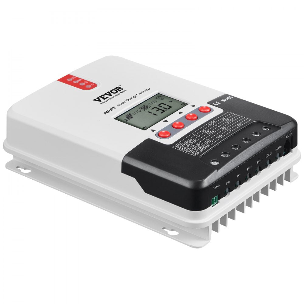 VEVOR 20A MPPT Solar Charge Controller, 12V / 24V Auto DC Input, Solar Panel Regulator Charger with LCD Display Temperature Sensor Cable, for Sealed(AGM), Gel, Flooded and Lithium Battery Charging 