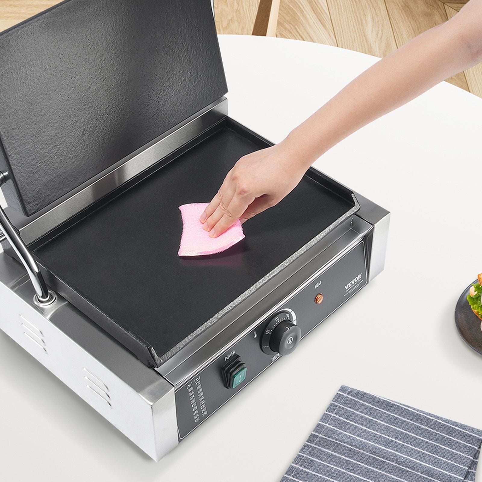 VEVOR Commercial Panini Press Grill Electric Sandwich Maker Griddle Plate 14"x9" 