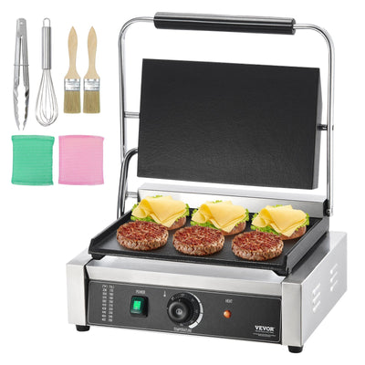 VEVOR Commercial Panini Press Grill Electric Sandwich Maker Griddle Plate 14"x9" 