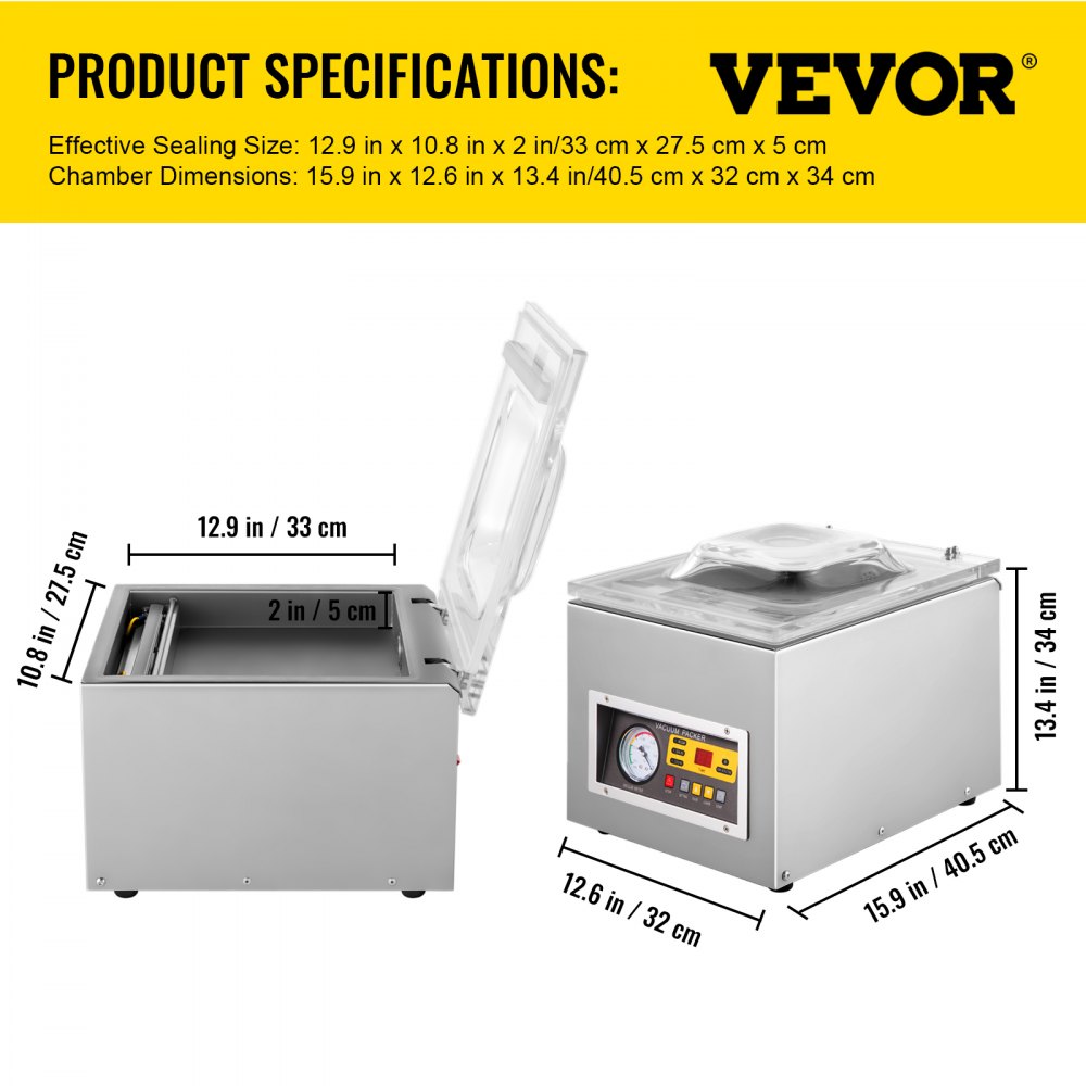 VEVOR Chamber Vacuum Sealer Machine DZ 260S Commercial Kitchen Food Chamber Vacuum Sealer, 110V Packaging Machine Sealer for Food Saver, Home, Commercial Using 