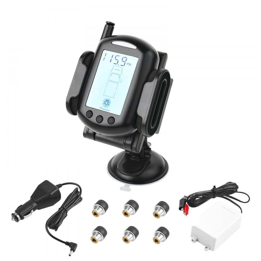VEVOR RV Tire Pressure Monitoring System Real Time Trailer TPMS 6 Sensors 